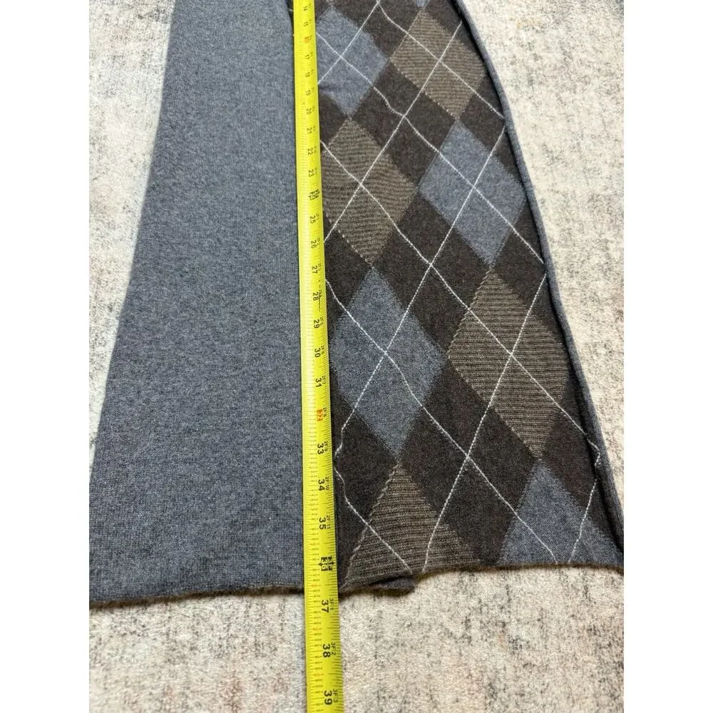 Cashmere Scarf Gray Brown Blue Diamond Argyle Preppy Cozy Classic Academia Cozy